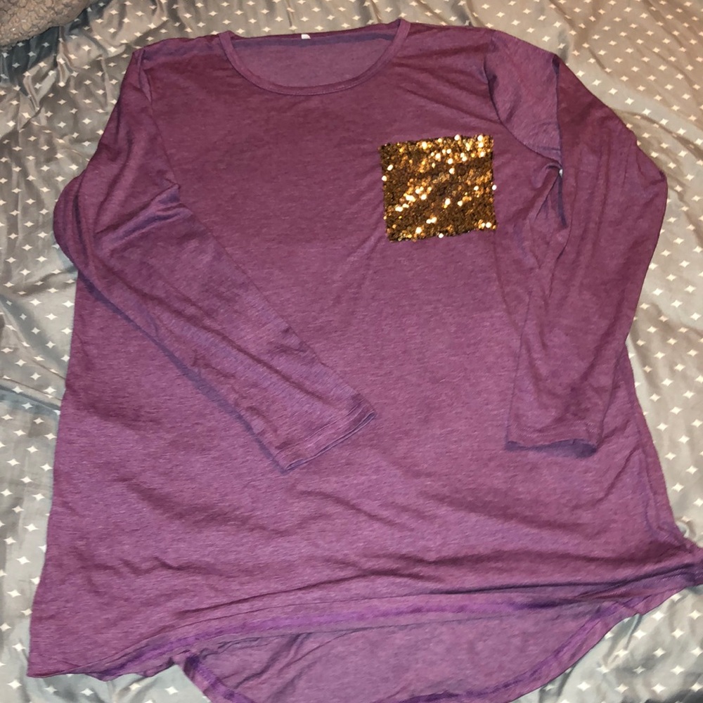 Purple tunic with gold sequin pocket